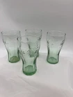 4 Coca-Cola Juice Glasses - Libbey - Small Green 6 oz 4.5" Tall Coke Vintage Set