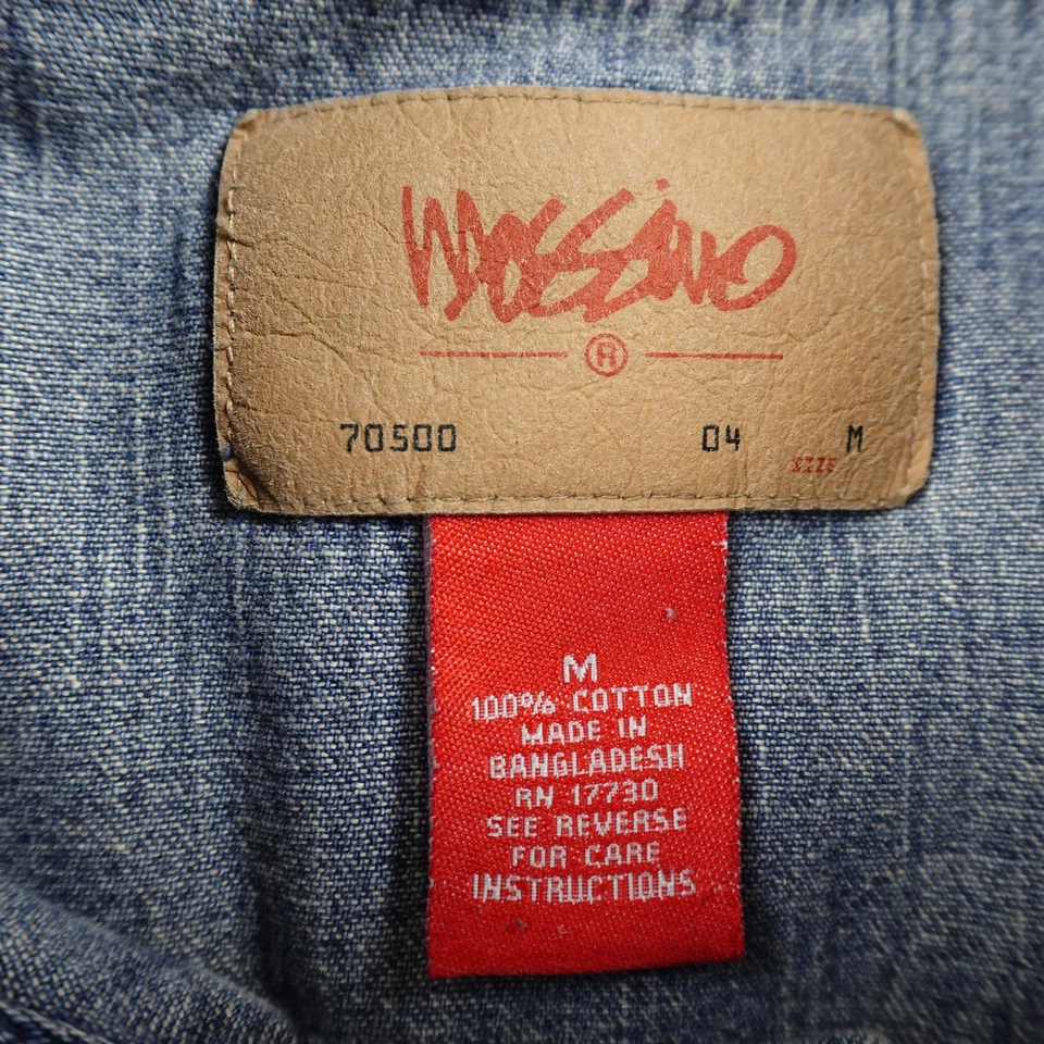 Camisa De Colección Mossimo Para Hombres M Azul Jean Denim Perla A Presión Vaquero Occidental Rodeo Y2K Foto 4 de 4