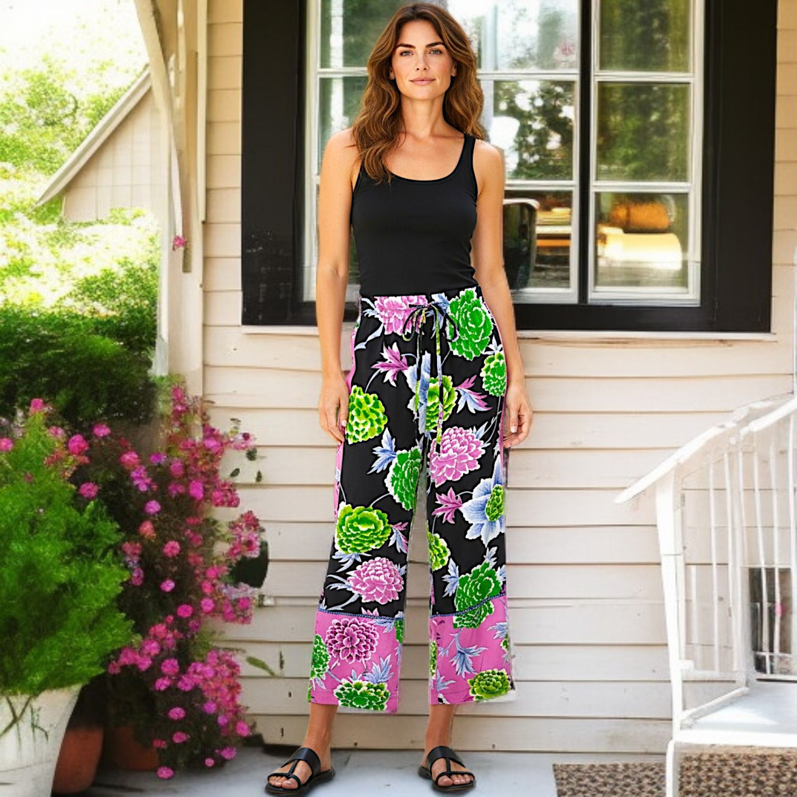 Soft Surroundings Patchwork Pants M Wide Leg Crop… - image 15