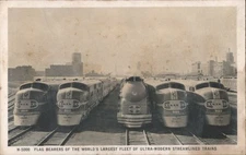 Railroad Locomotive Santa Fe Fleet of Ultra-Modern Streamlined Trains Fred Harve
