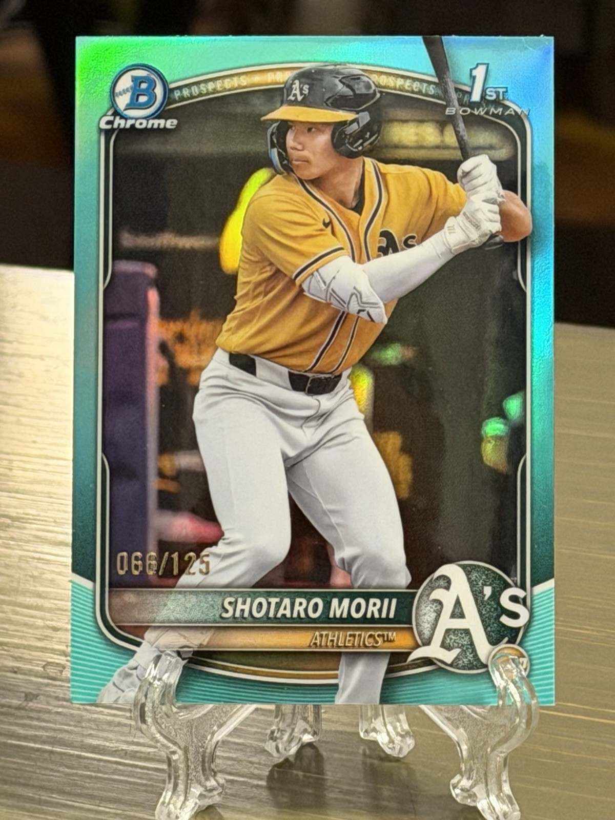 2025 Bowman Chrome - Shotaro Morii, #BCP-170 True Aqua Refractor /125 (RC)