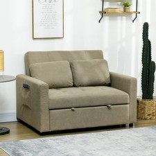 Living Room Loveseat Sofa Bed Convertible Settee Pull Out Sleeper Side Pocket