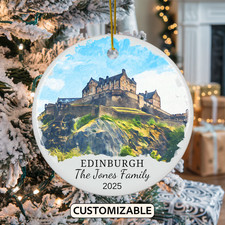 Edinburgh Christmas Ornament, Custom Scotland Christmas Ornament, Personalized