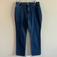 LL Bean Classic Fit Straight Leg Jeans Women's 16 Reg Blue Denim High Rise