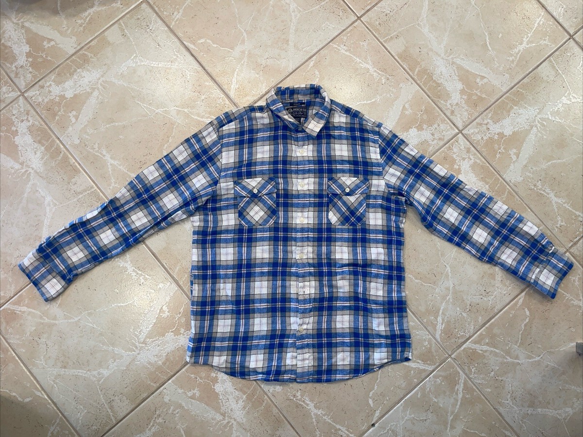 American Rag Shirt Flannel Men's XLarge Button Up Long Sleeve Blue