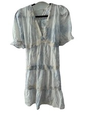 asos dress us 8 lace up back ruffle lace blue white summer dress