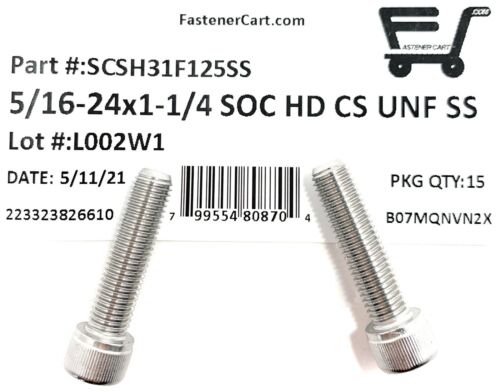 (15) 5/16-24x1-1/4 Acero Inoxidable Cabeza de Enchufe Tapa Tornillo Allen Drive ROSCA FINA - Imagen 2 de 5