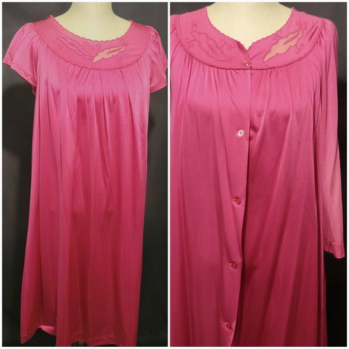 2 Piezas Vestido y Bata Vintage Shadowline Talla Pequeña Rosa Malva Bordada DEFECTOS LEER - Imagen 2 de 22