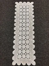100% Cotton Handmade Fine Crochet Lace 15x42" Table Runner Placemat White