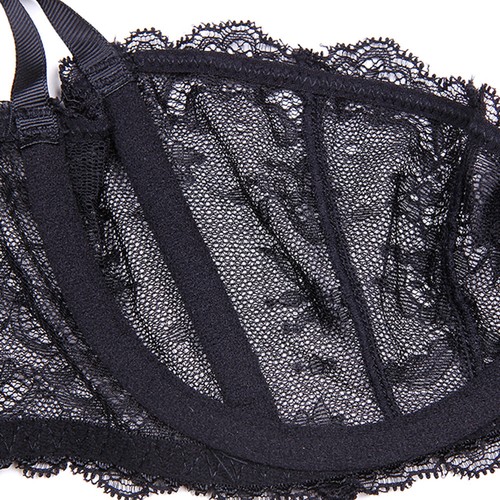 Lencería sexy de encaje 1/2 taza sin forrar sujetador knickers cinturón colgante medias - Imagen 9 de 18