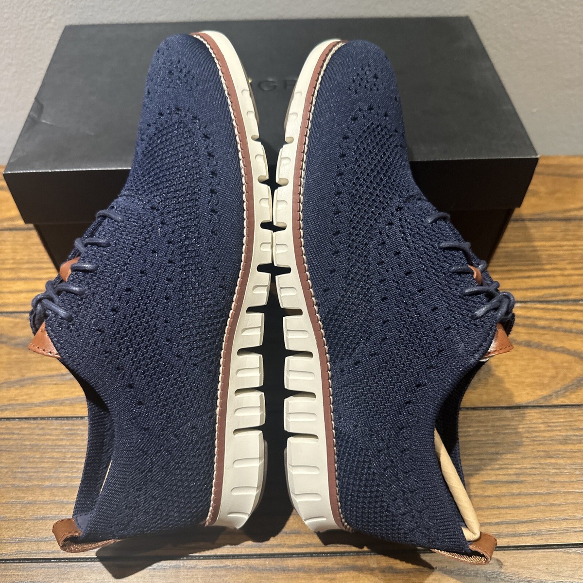 Cole Haan ZeroGrand Wingtip Oxford Shoes Mens 10 Navy Blue Stitchlite Mesh laces Cole Haan Zerogrand Dress Shoes Mens 10.5 Blue Stitchlite  main image 2