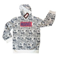 Marvel Legends Boy's Size XL 16 Youth Pullover Hoodie Sweatshirt Gray Navy