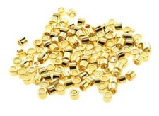 Crimp,100 Gold Plated 3x2mm Tube Crimping Beads with 1.3mm-1.5mm Inside Diameter