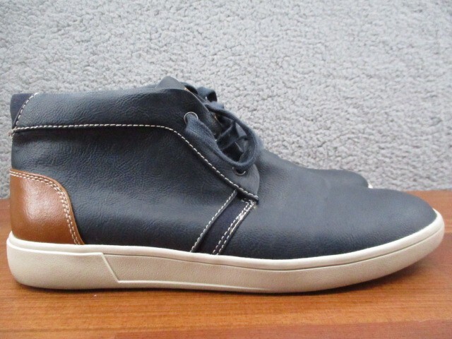 Steve Madden Navy Blue Leather Ankle Boots Men display picture 2