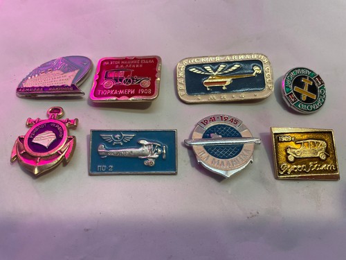 Authentic Vintage Russian Naval Aircraft and Automobile 8 Pin Badge Button pins - Picture 2 of 5