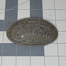 Vintage 70s Coca Cola Promo Belt Buckle Soda 5 Cents At Fountains Brass 