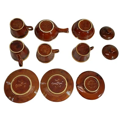 Vintage Hull Oven Proof Crestone Mugs/Saucer Brown Drip Soup Cup 11pc Bundle USA - Image 1 of 4