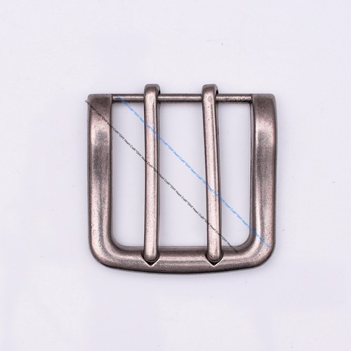 Quality Solid Men Silver Double Tongue Pin Prong Belt Buckle Fit 38MM Belt Strap - Picture 5 of 10