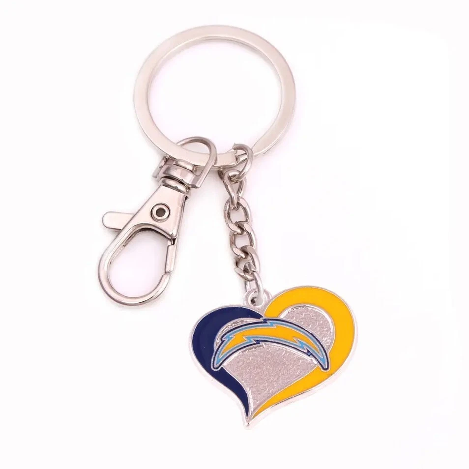 NFL Key Chain Heart Key Ring Swirl Chain Metal Football Keychain Snap Clasp - Image 4 of 4
