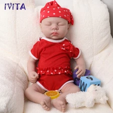 IVITA Cute 18"Sleeping Girl Newborn Lifelike Full Silicone Reborn Baby Doll
