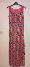 Mantaray Size 10 Maxi Summer Boho Dress Sleeveless Coral Crochet Detail Vgc