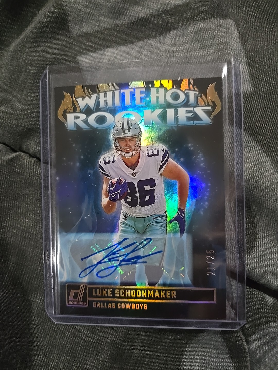 2023 Panini Donruss White Hot Rookies Luke Schoonmaker Auto /25 Dallas Cowboys