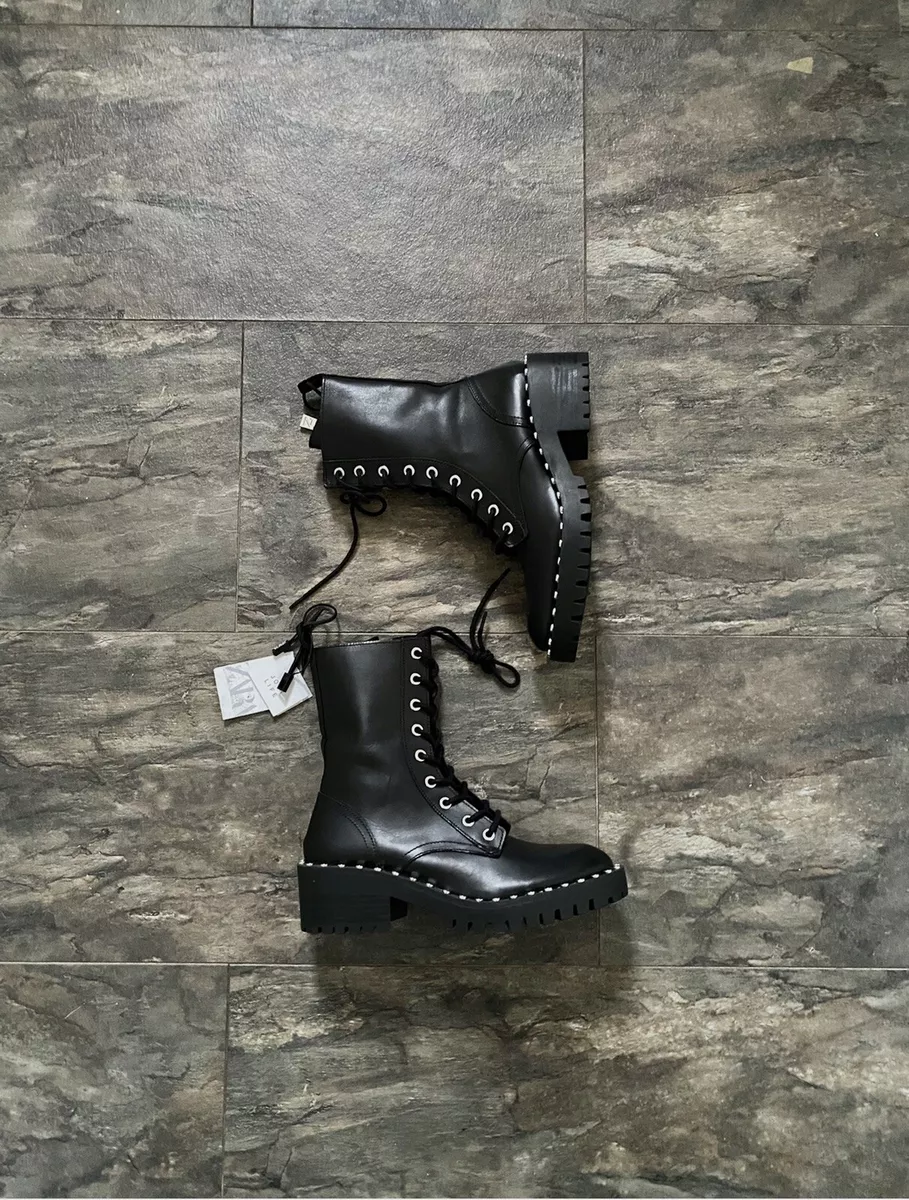 Black platform military hotsell lace up boots