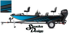 Boat Wrap Kit Cyan Blue Abstract Graphic Modern Fishing Fish Bass Vinyl Decal   