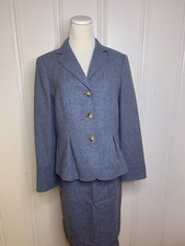 NWT Talbots 2 Piece Set Blue Blazer Skirt Suit 100 Wool 280 Blazer 12 Skirt 6