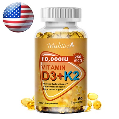 Vitamin K2 (MK7) with D3 10,000 IU Supplement, BioPerine Capsules, Immune Health