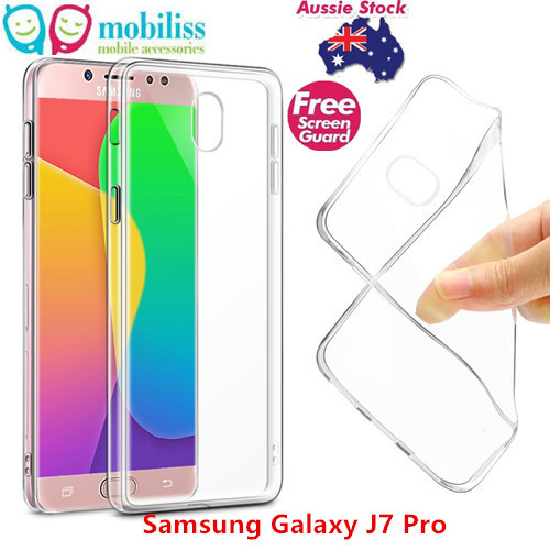 TPU Soft Gel Jelly Case Cover For Samsung Galaxy J7 Pro Clear Free SP - Picture 1 of 4