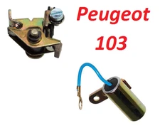 PEUGEOT 102 103 CAPACITOR CONDENSER + CONTACT BREAKER POINTS IGNITION RUN MOPED
