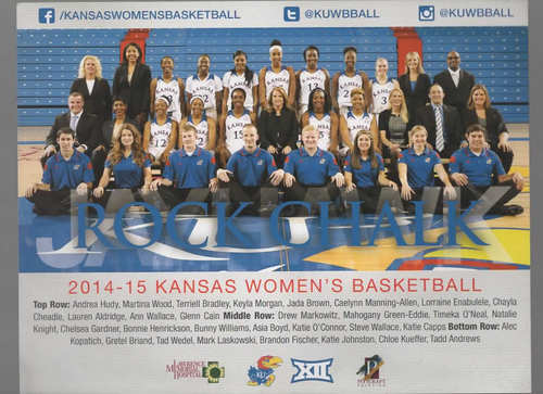 KANSAS JAYHAWKS 2014/15 WOMEN'S BASKETBALL TEAM PHOTO