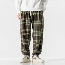 Men Casual Stripes Pants Workout Baggy Sweatpant Long Trousers