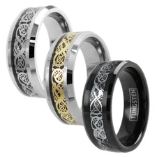 8mm Celtic Dragon Tungsten Ring Mens Jewelry Wedding Band (Choose Color) GOT TW