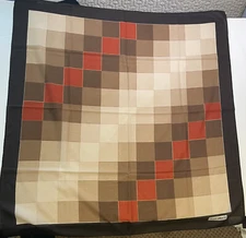 Olga Greco Tan Beige Brown Red Large 32" Scarf Geometric MCM Square NWOT NEW
