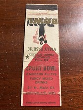 Bol de sport Mayville Wisconsin WI Wally Pasbrig bol vintage couverture d'allumettes