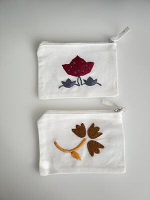 Handmade Pouch Set of 2 with Flower design