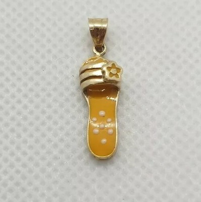 14k Yellow Gold Flip Flop Pendant With Enamel – Dangle Charm For Necklace (No Chain) - View #5
