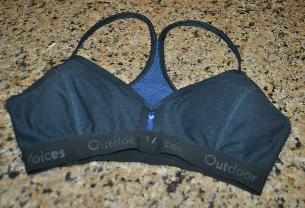 OUTDOOR VOICES Steeplechase Black/Gray Sports Bra, Sz Small, EUC