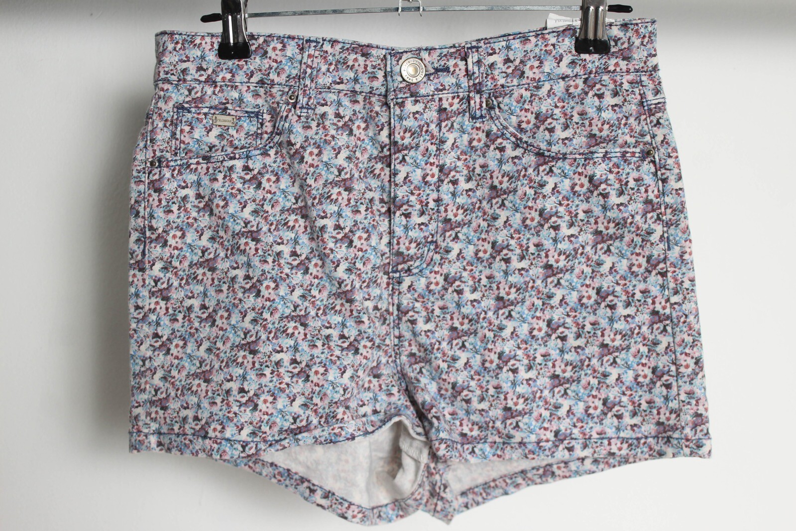 Pull and Bear Womens Patterned Denim Hotpant Shor… - image 1