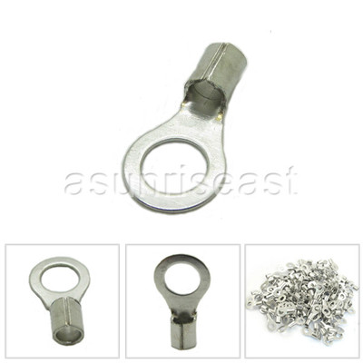 1000 × Non-Insulated 16-14AWG 1/4'' Bolt Ring Crimp Cable Terminals RNB2-6 Naked