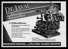Reklame 1953 De Laval selbstöffnender Separator Bergedorfer Eisenwerk Astra-Werk