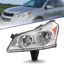 Chrome Headlight For 2009-2012 Chevy Traverse Headlamp W/ Bulb Left Driver