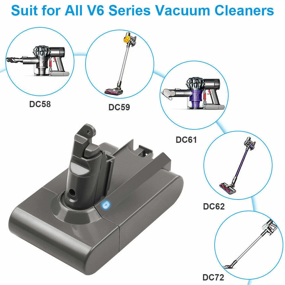 21.6V 9.5Ah Replace Battery For Dyson V6 DC58 DC59 DC61 DC62 DC72 DC74 SV03 SV09 - image 2 of 4