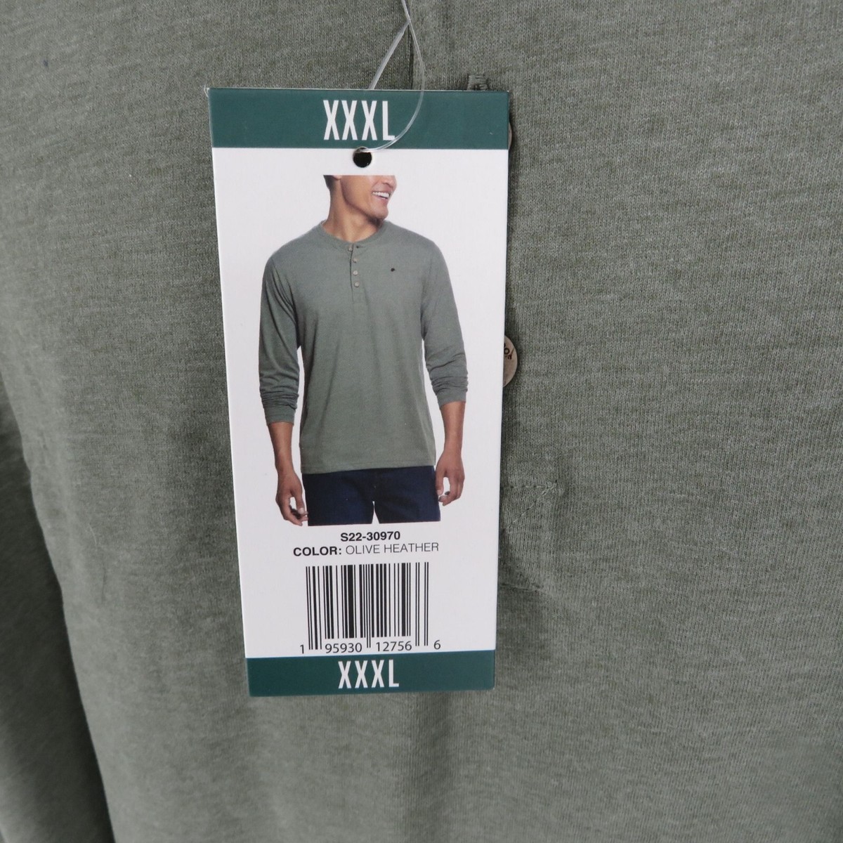 Weatherproof Men's Green Long Sleeve Double Brushed Henley Shirt
