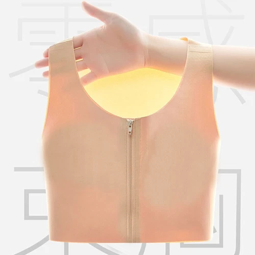 Women Zip Seamless Chest Breast Binder Tomboy FTM Sport Bra Vest Plus Size - Picture 9 of 22