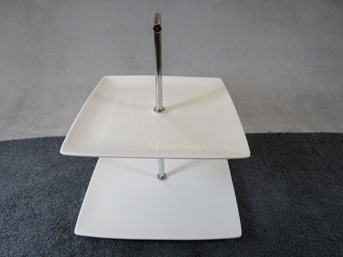 Lovely Vintage Original Yong White Square 2 Tier Porcelain Cake Plate / Stand - 第 3/13 張圖片