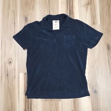 OAS Mens 100% Soft Terry Cotton Black Short Sleeve Polo Shirt Size Medium