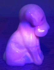 Vtg Degenhart Custard Glass Pooch Figurine UV Glow Perfect!